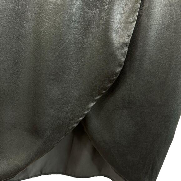 Mia Joy Green Long Slit Sleeve Shimmery Faux Wrap Lightweight V-Neck Dress XS - Picture 3 of 7